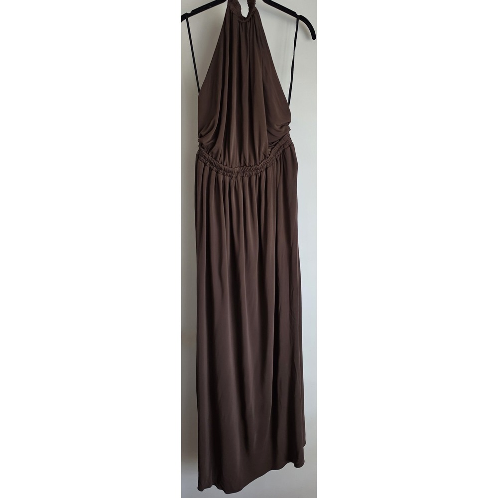 Matteau Sleeveless Maxi Dress Size 8 Brown Minimalist Slip Gown Long Halter